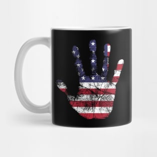 American Flag Handprint Stencil Mug